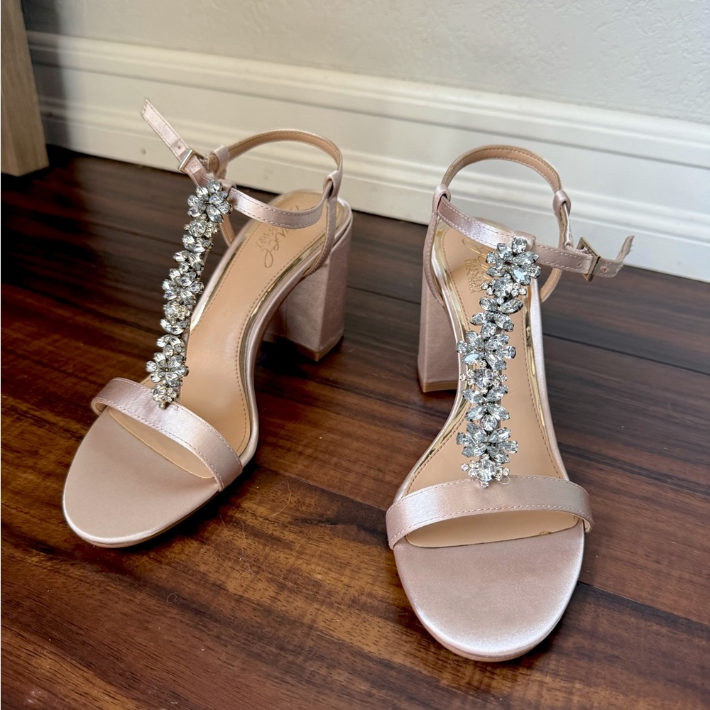 Jewel Badgley Mischka Champagne Heels with jewels